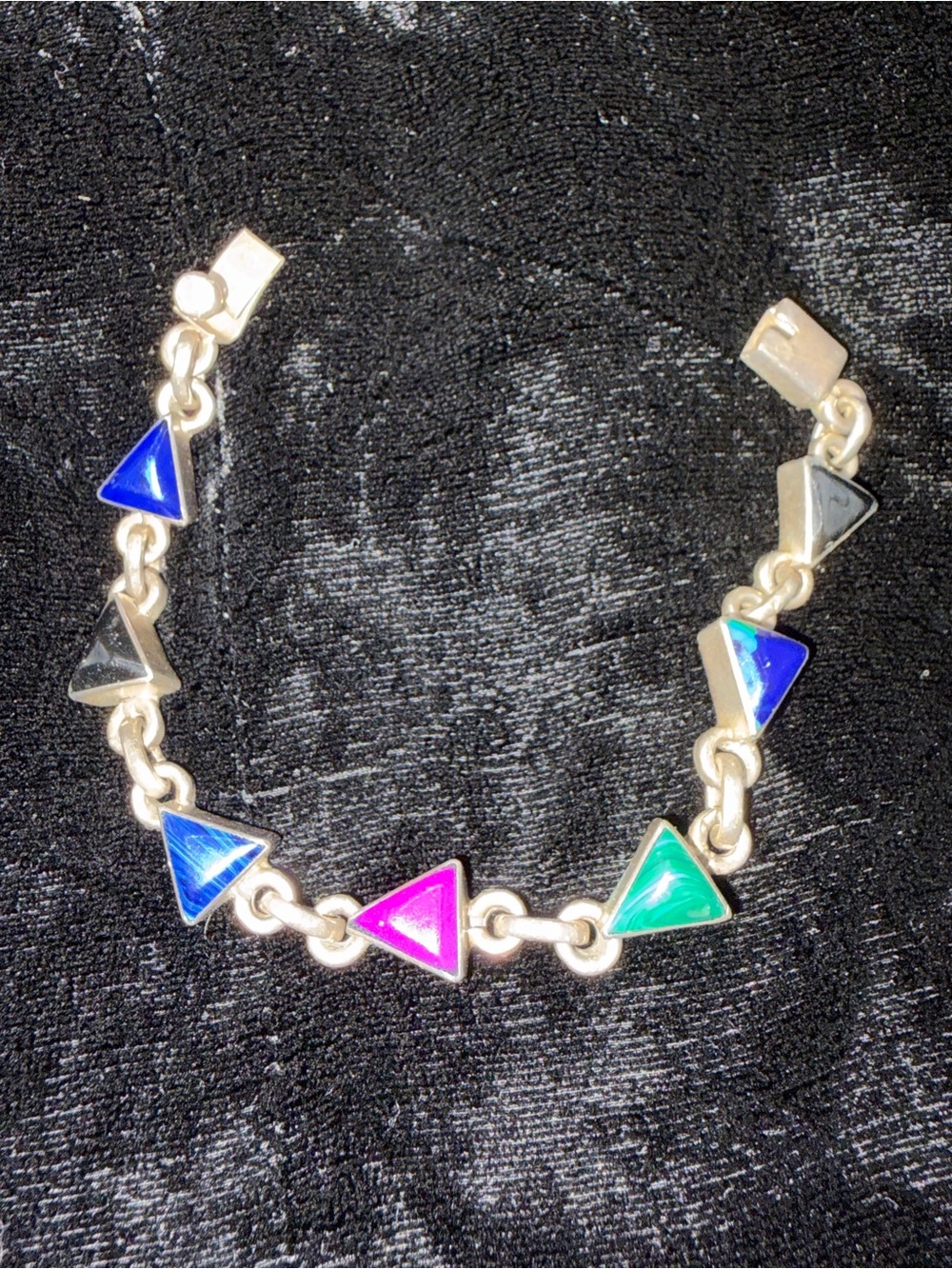 Vintage Taxco Mexico Multi Stone Tennis Bracelet - Sterling Solver 925